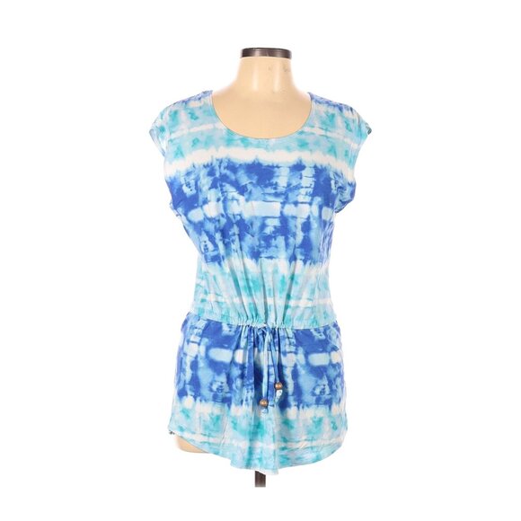 Faded Glory Womens Blue Tie-Dye Tunic Top L/G (12-14) Cotton & Rayon Blend Light - Picture 1 of 5